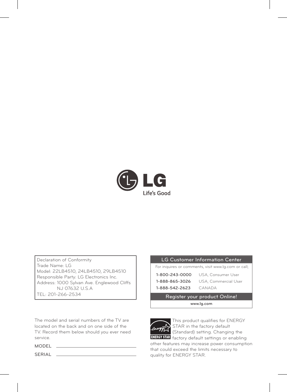 LG 29LB4510 User Manual | Page 28 / 28