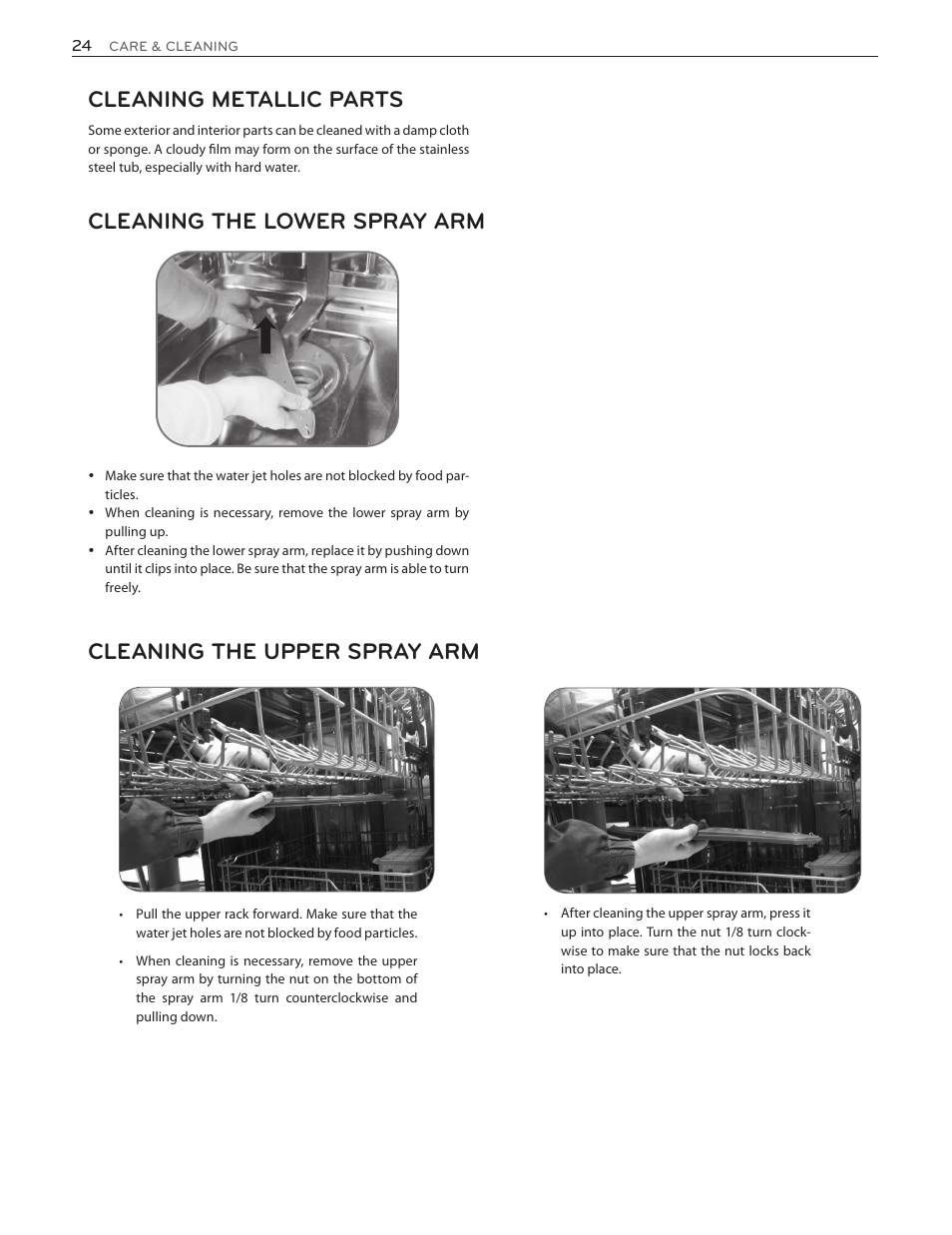 Cleaning metallic parts | LG LDF7551ST User Manual | Page 24 / 100