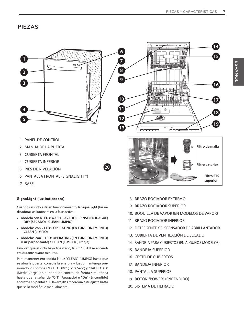 Piezas | LG LDF7551ST User Manual | Page 39 / 100