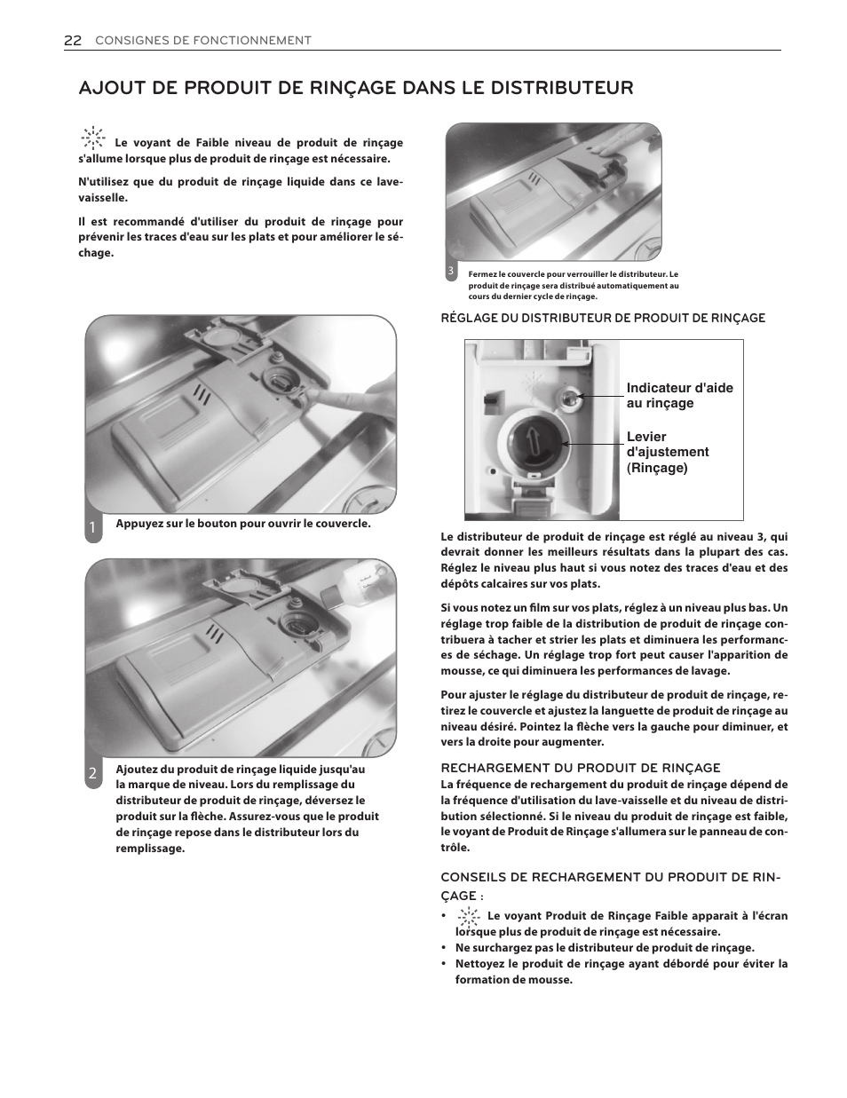 Ajout de produit de rinçage dans le distributeur | LG LDF7551ST User Manual | Page 86 / 100