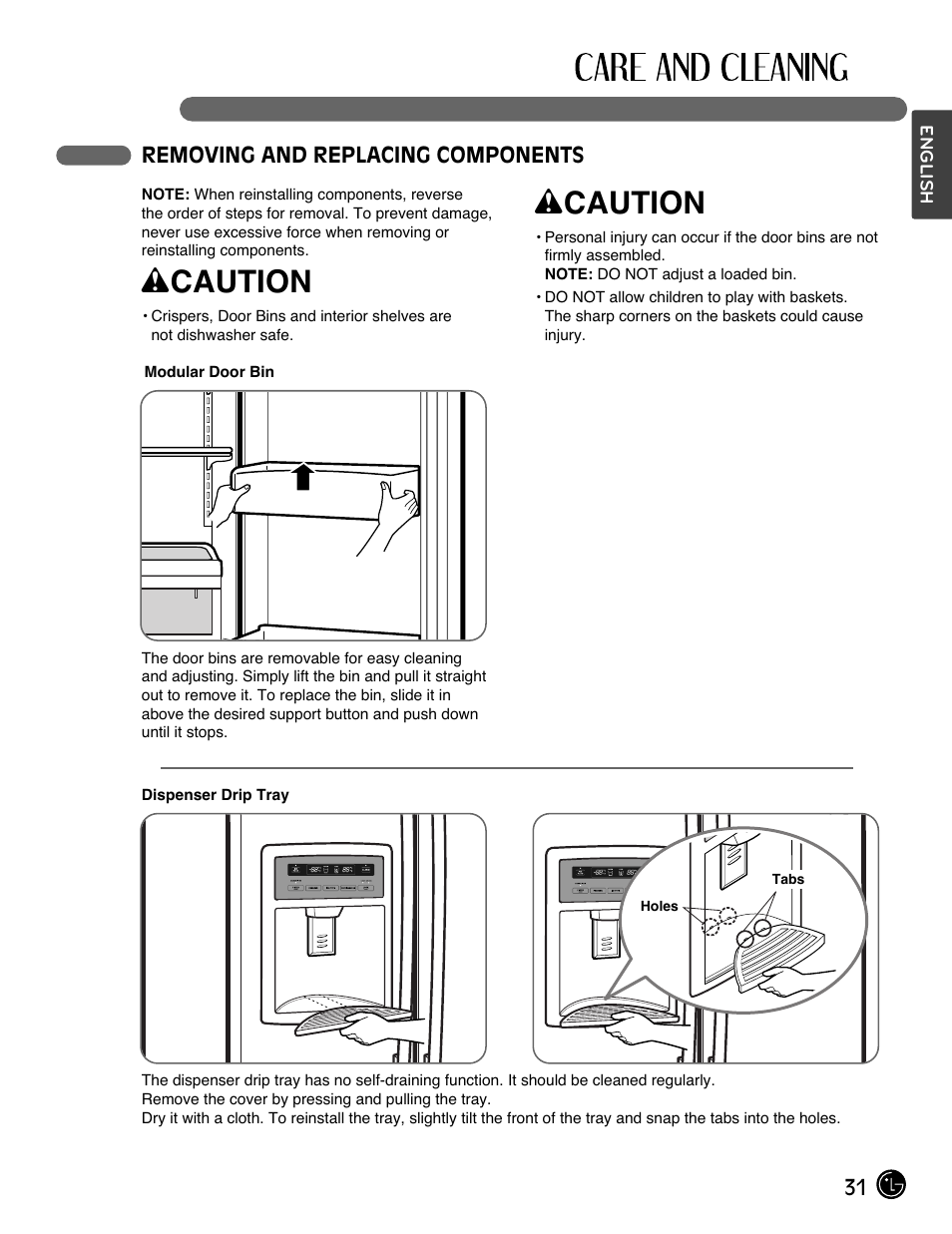 Wcaution | LG LMX25964ST User Manual | Page 31 / 45