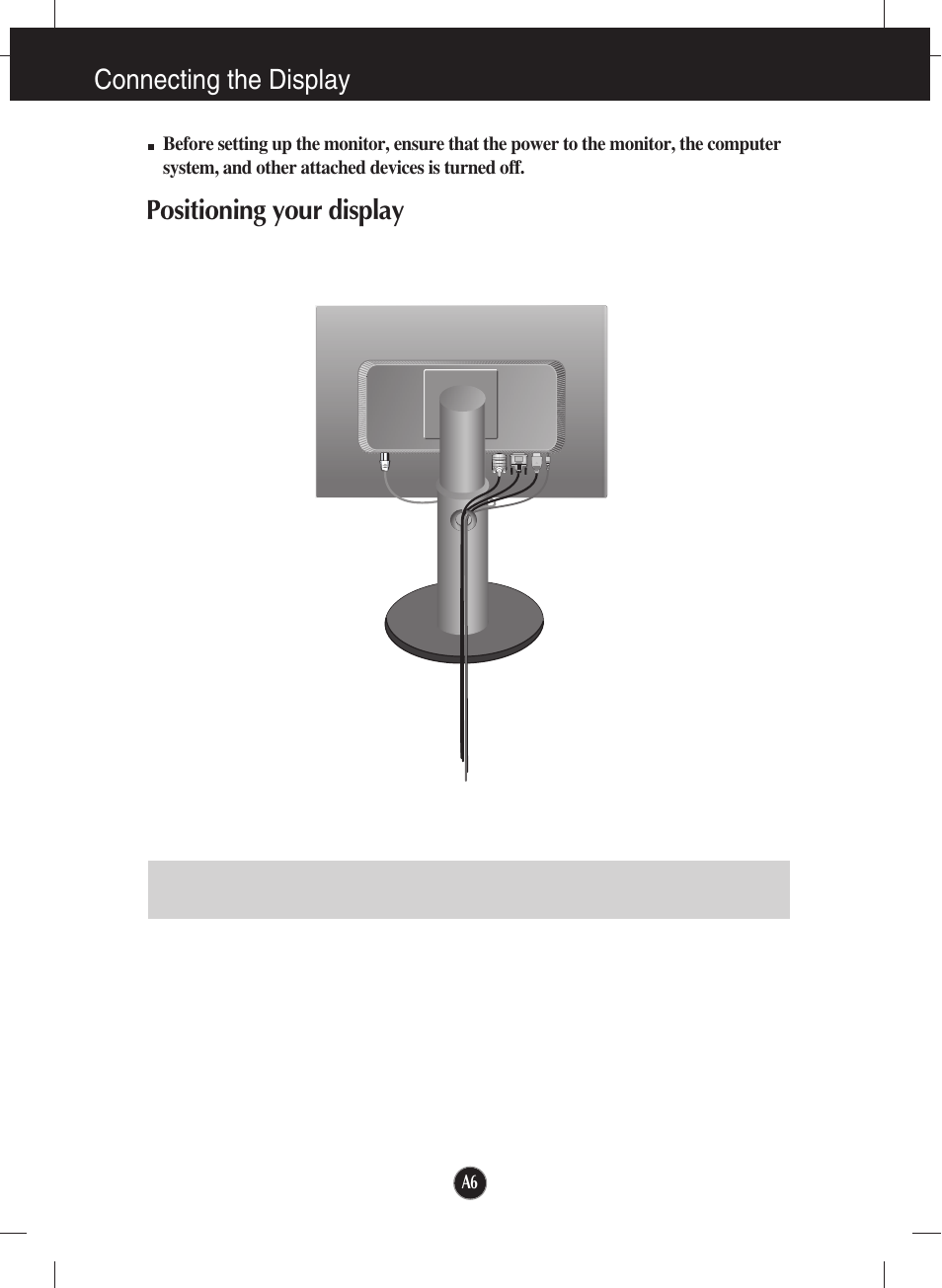 Positioning your display, Connecting the display | LG W2442PA-BF User Manual | Page 7 / 26