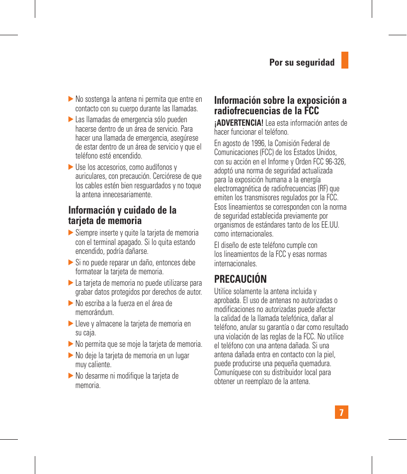 Precaución | LG GT365 User Manual | Page 119 / 218