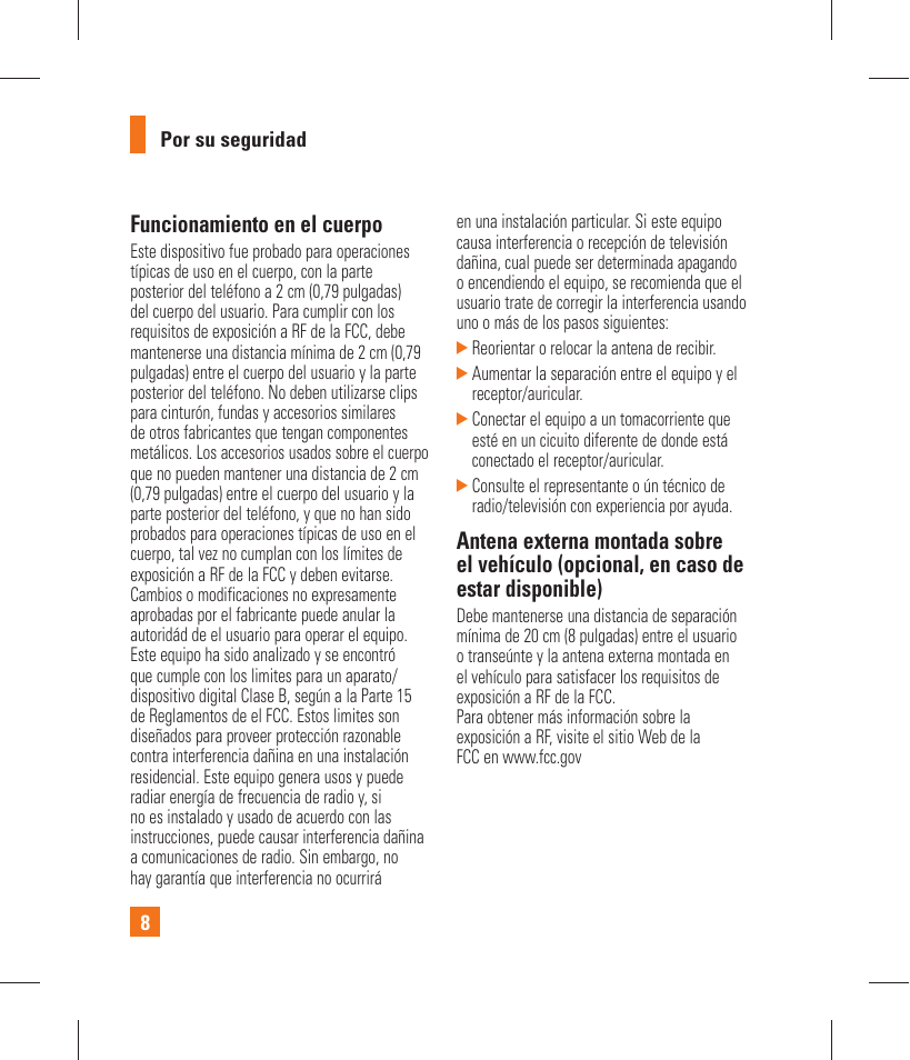 Funcionamiento en el cuerpo | LG GT365 User Manual | Page 120 / 218