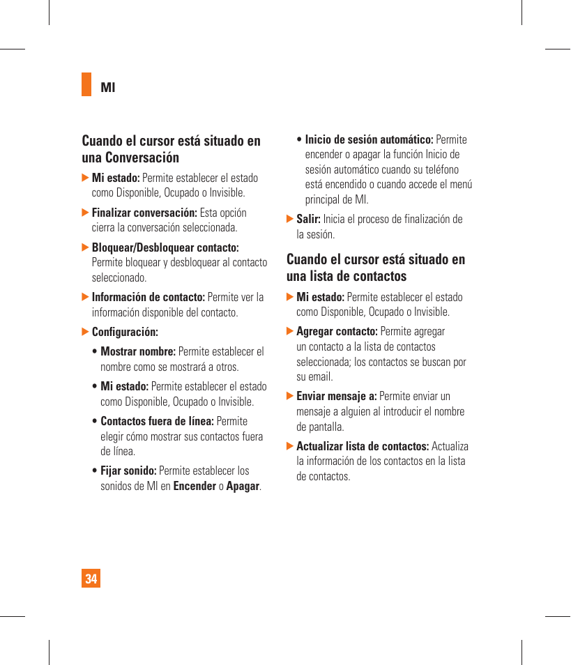 Cuando el cursor está situado en una conversación | LG GT365 User Manual | Page 146 / 218