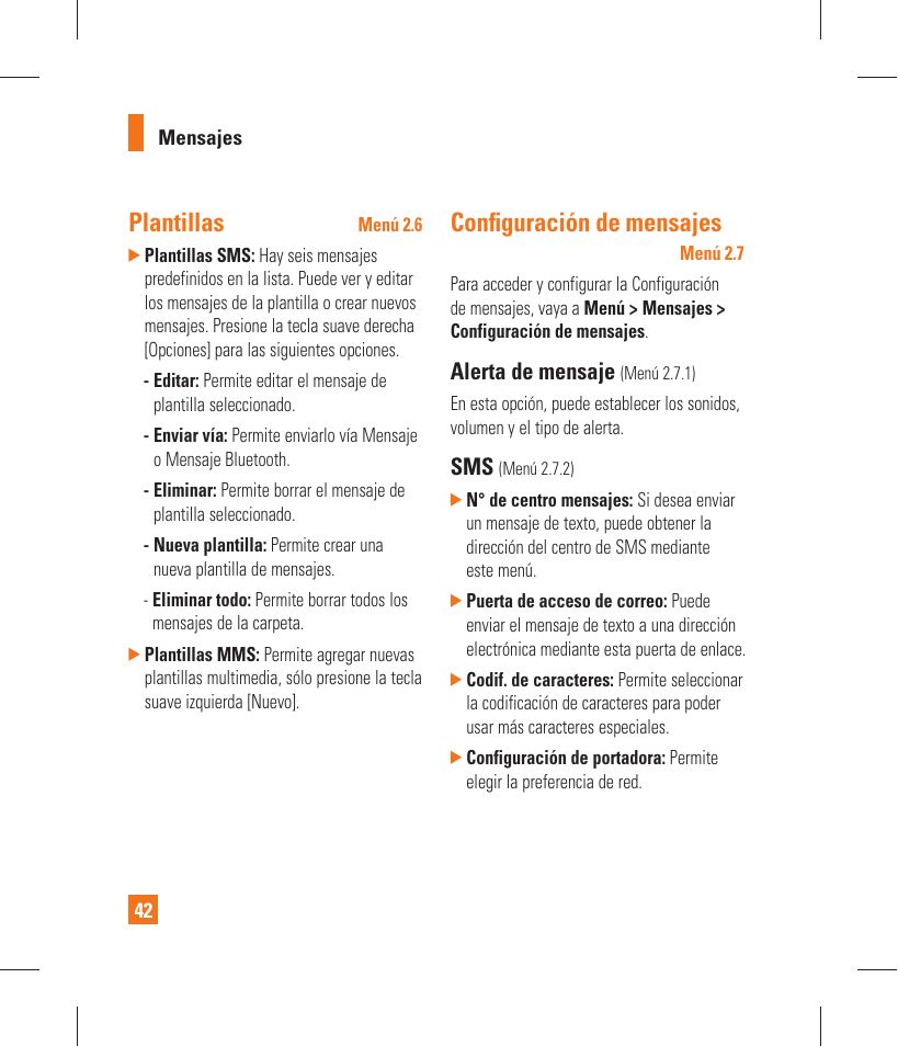 Plantillas, Confi guración de mensajes, Alerta de mensaje | LG GT365 User Manual | Page 154 / 218