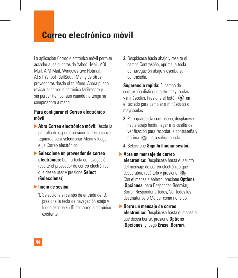 Correo electrónico móvil | LG GT365 User Manual | Page 156 / 218