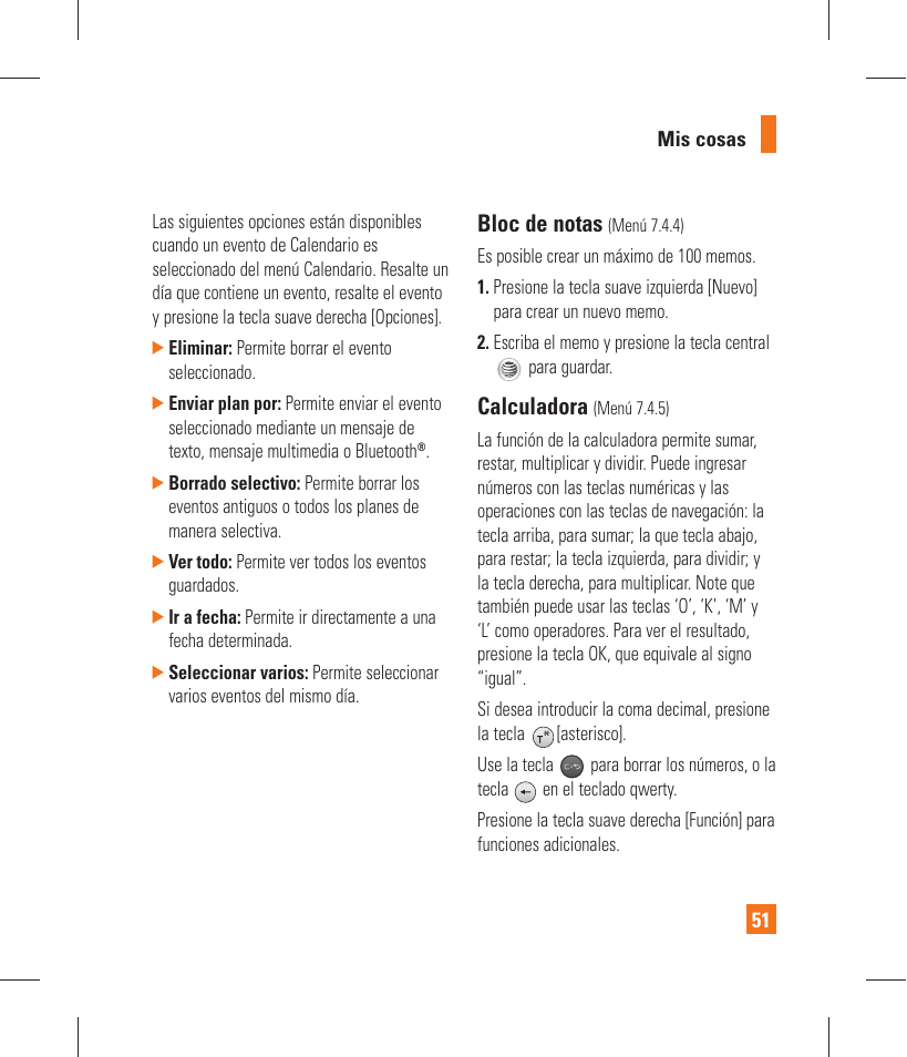Bloc de notas, Calculadora | LG GT365 User Manual | Page 163 / 218