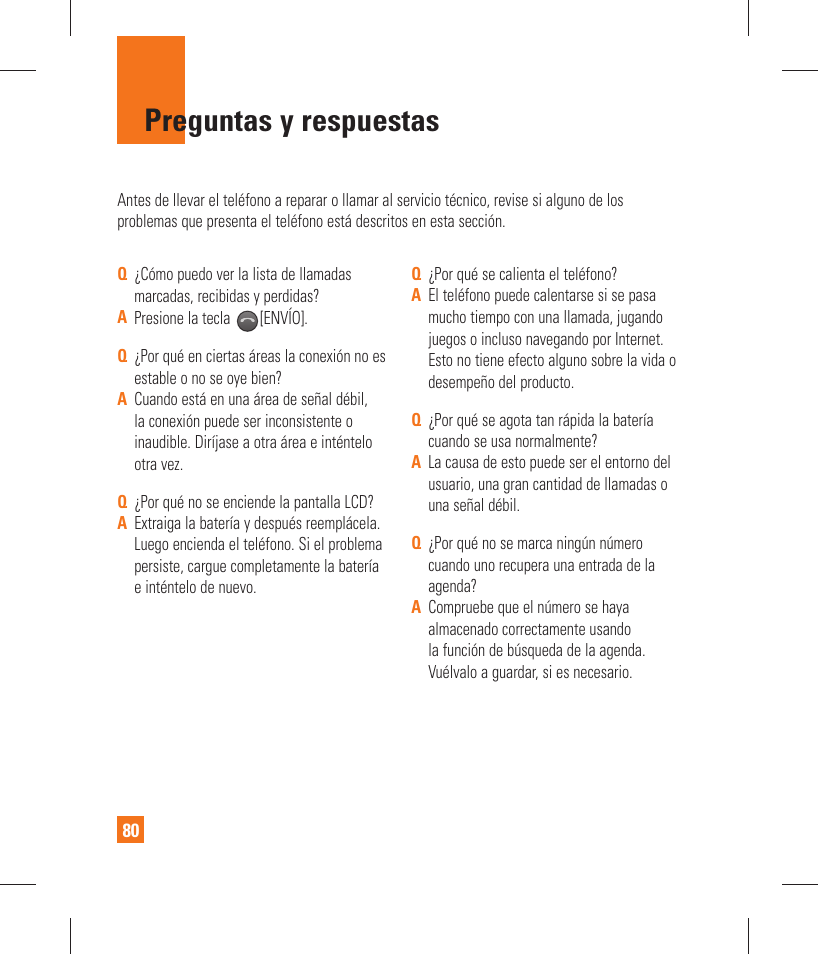 Preguntas y respuestas | LG GT365 User Manual | Page 192 / 218