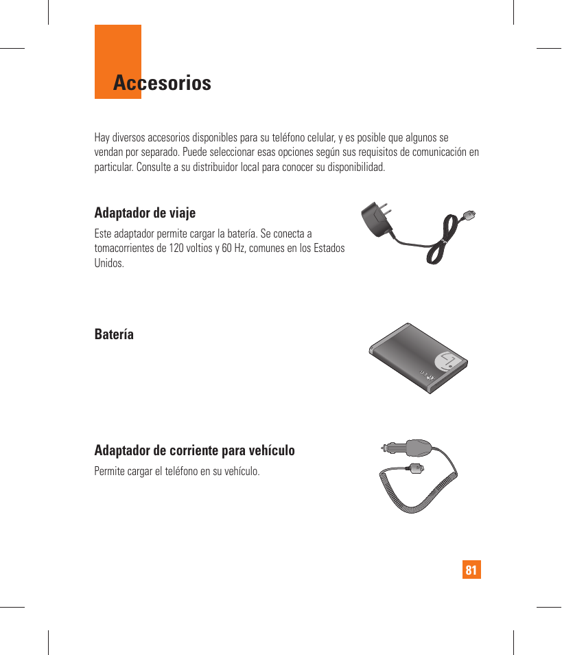 Accesorios | LG GT365 User Manual | Page 193 / 218