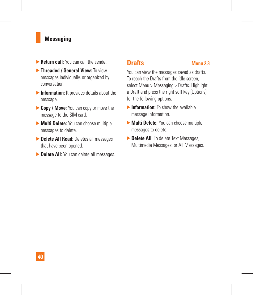 Drafts | LG GT365 User Manual | Page 44 / 218