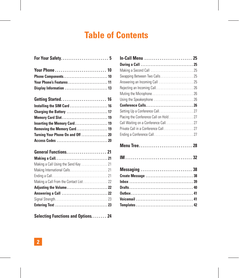 LG GT365 User Manual | Page 6 / 218
