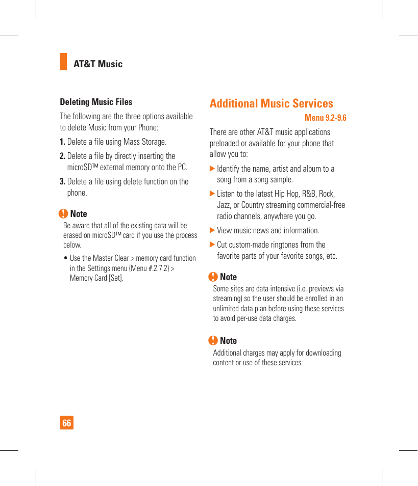 Additional music services | LG GT365 User Manual | Page 70 / 218