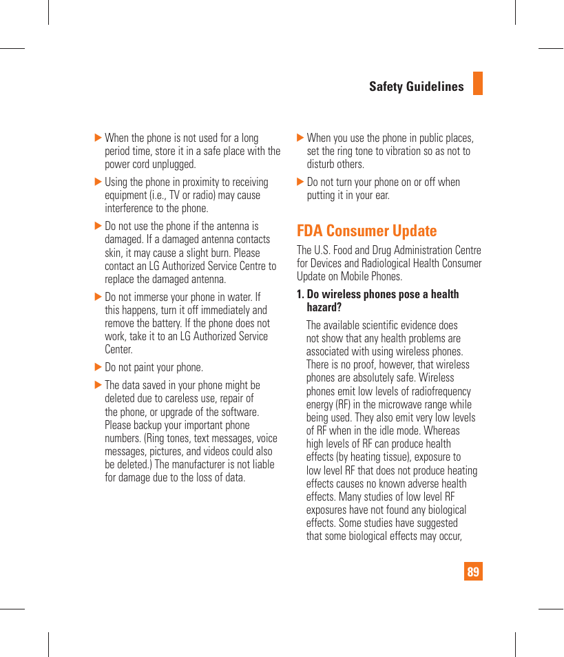 Fda consumer update | LG GT365 User Manual | Page 93 / 218