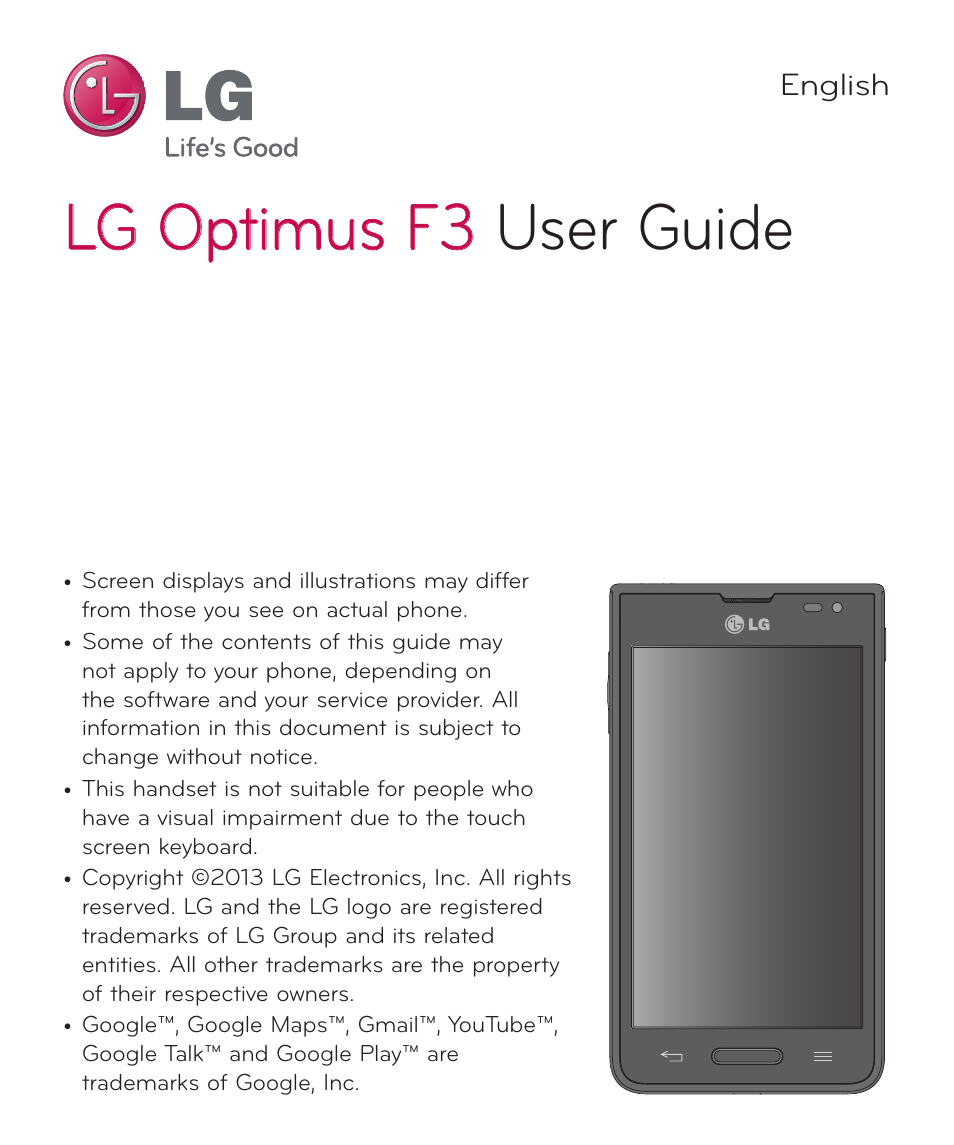 Lg optimus f3, Lg optimus f3 user guide | LG LGP659BK User Manual | Page 2 / 130