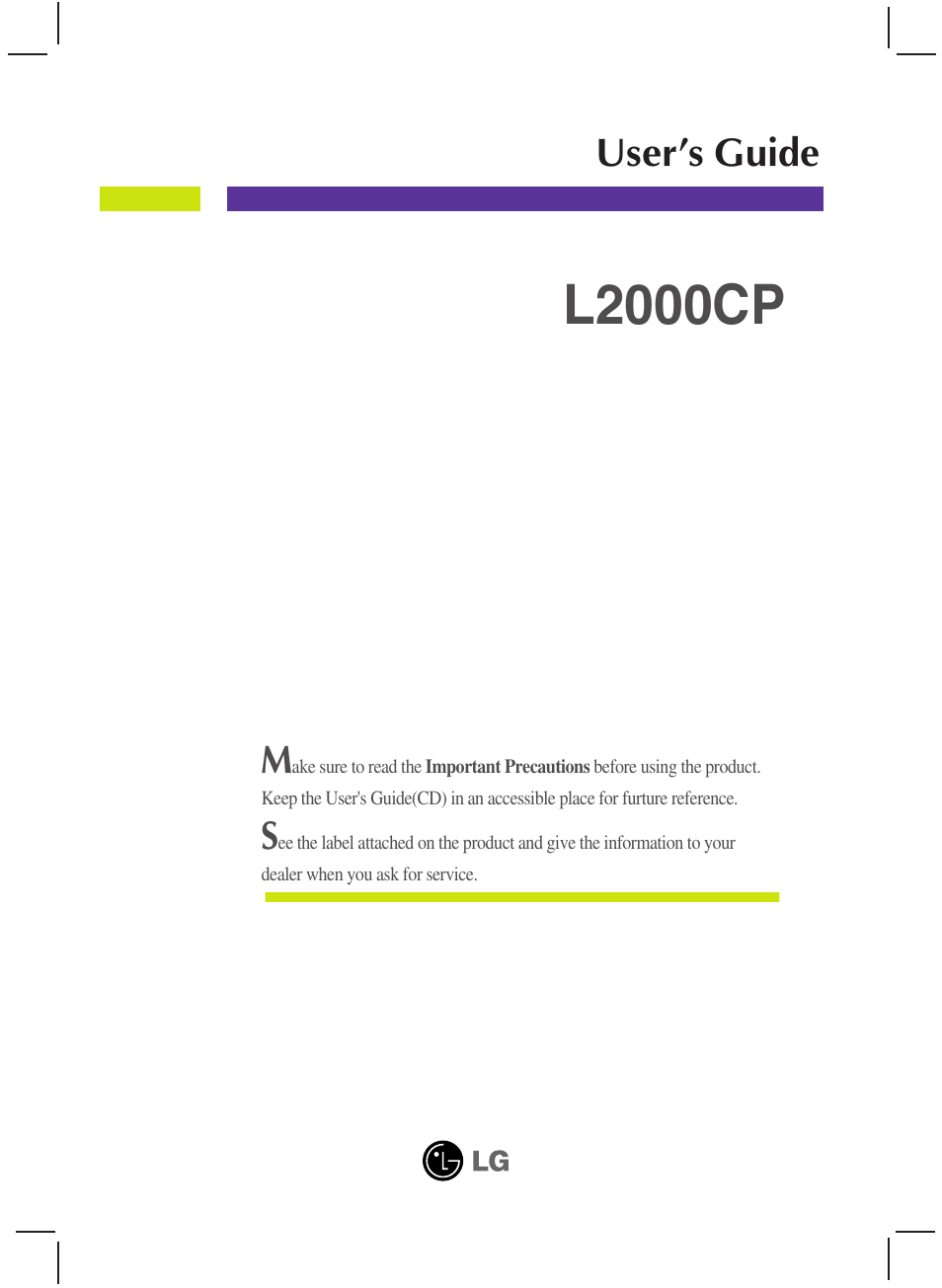 LG L2000CP-BF User Manual | 21 pages