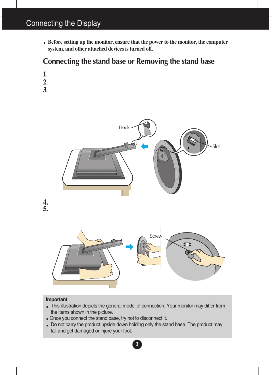 Connecting the display | LG L2000CP-BF User Manual | Page 4 / 21