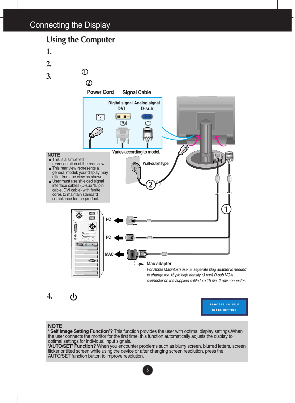 Using the computer, Connecting the display using the computer | LG L2000CP-BF User Manual | Page 6 / 21