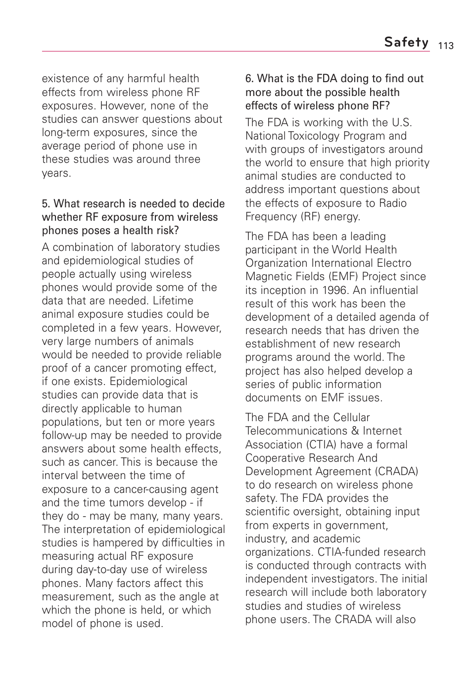Safety | LG AS855 User Manual | Page 115 / 307
