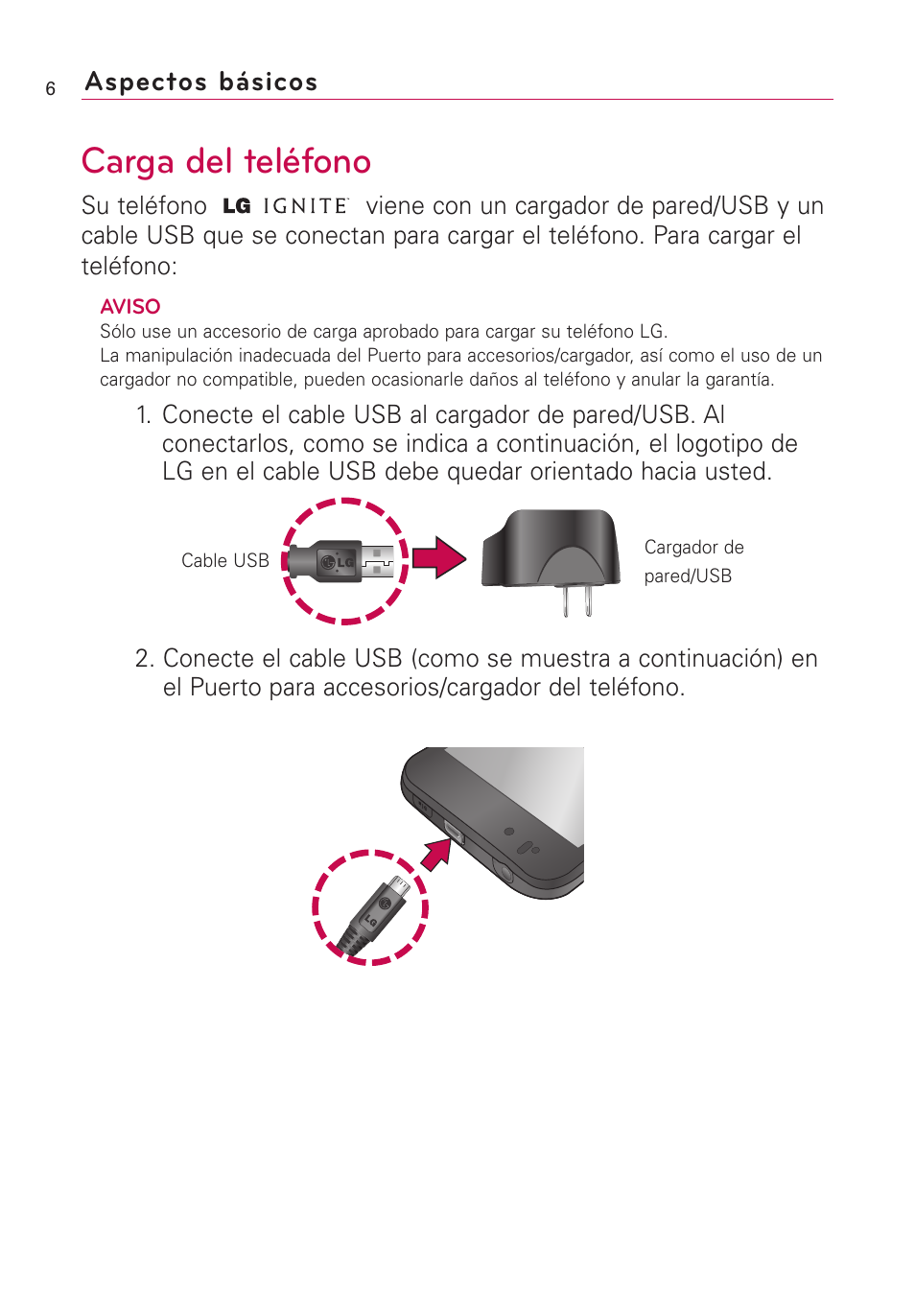 Carga del teléfono, Aspectos básicos | LG AS855 User Manual | Page 156 / 307