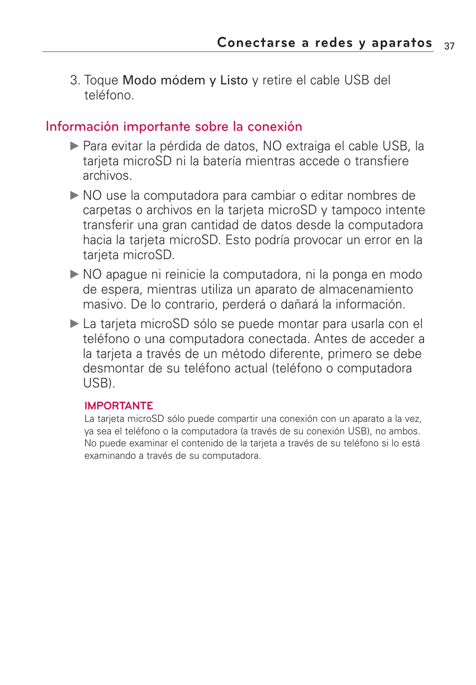 Conectarse a redes y aparatos, Información importante sobre la conexión | LG AS855 User Manual | Page 187 / 307
