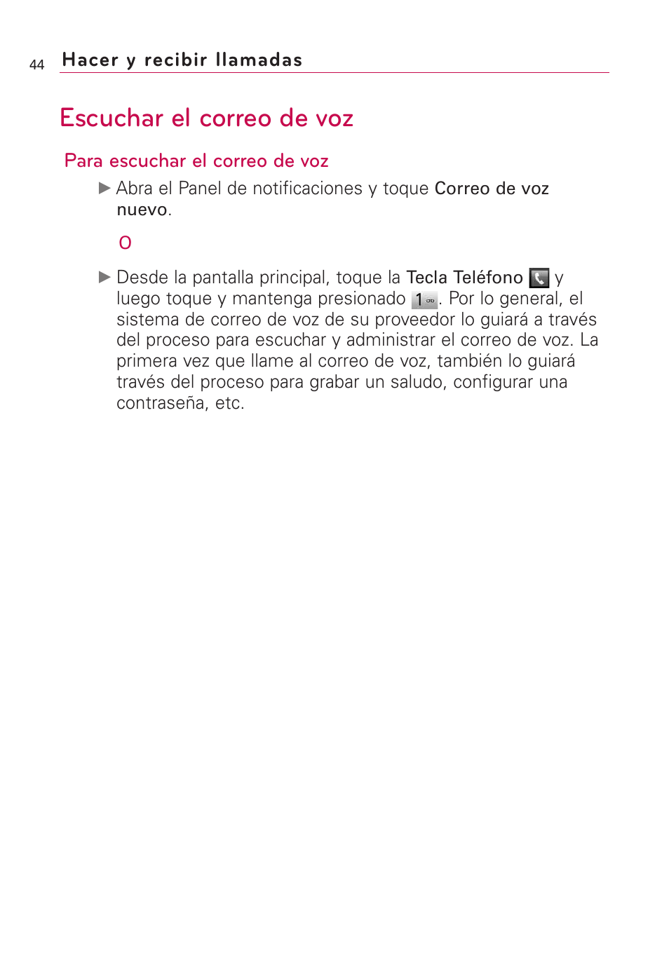 Escuchar el correo de voz, Para escuchar el correo de voz, Hacer y recibir llamadas | LG AS855 User Manual | Page 194 / 307