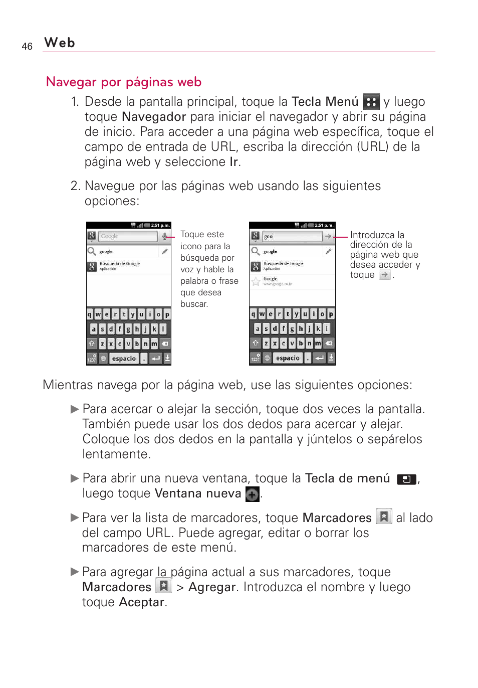 Web navegar por páginas web | LG AS855 User Manual | Page 196 / 307