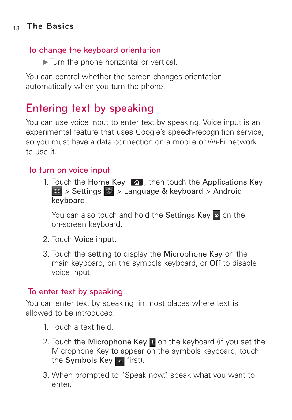 Entering text by speaking | LG AS855 User Manual | Page 20 / 307