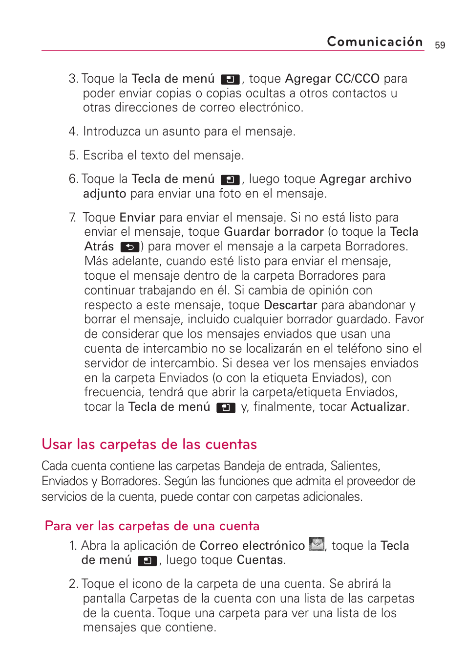 Usar las carpetas de las cuentas | LG AS855 User Manual | Page 209 / 307