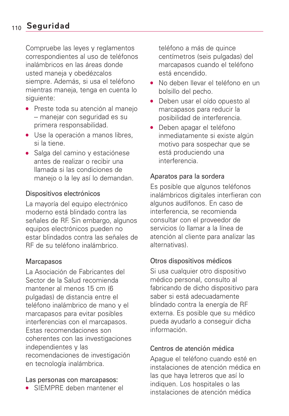 Seguridad | LG AS855 User Manual | Page 260 / 307