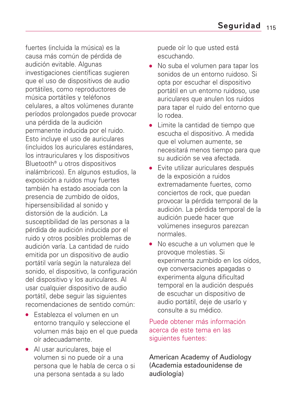 Seguridad | LG AS855 User Manual | Page 265 / 307