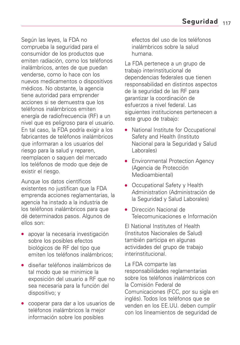 Seguridad | LG AS855 User Manual | Page 267 / 307