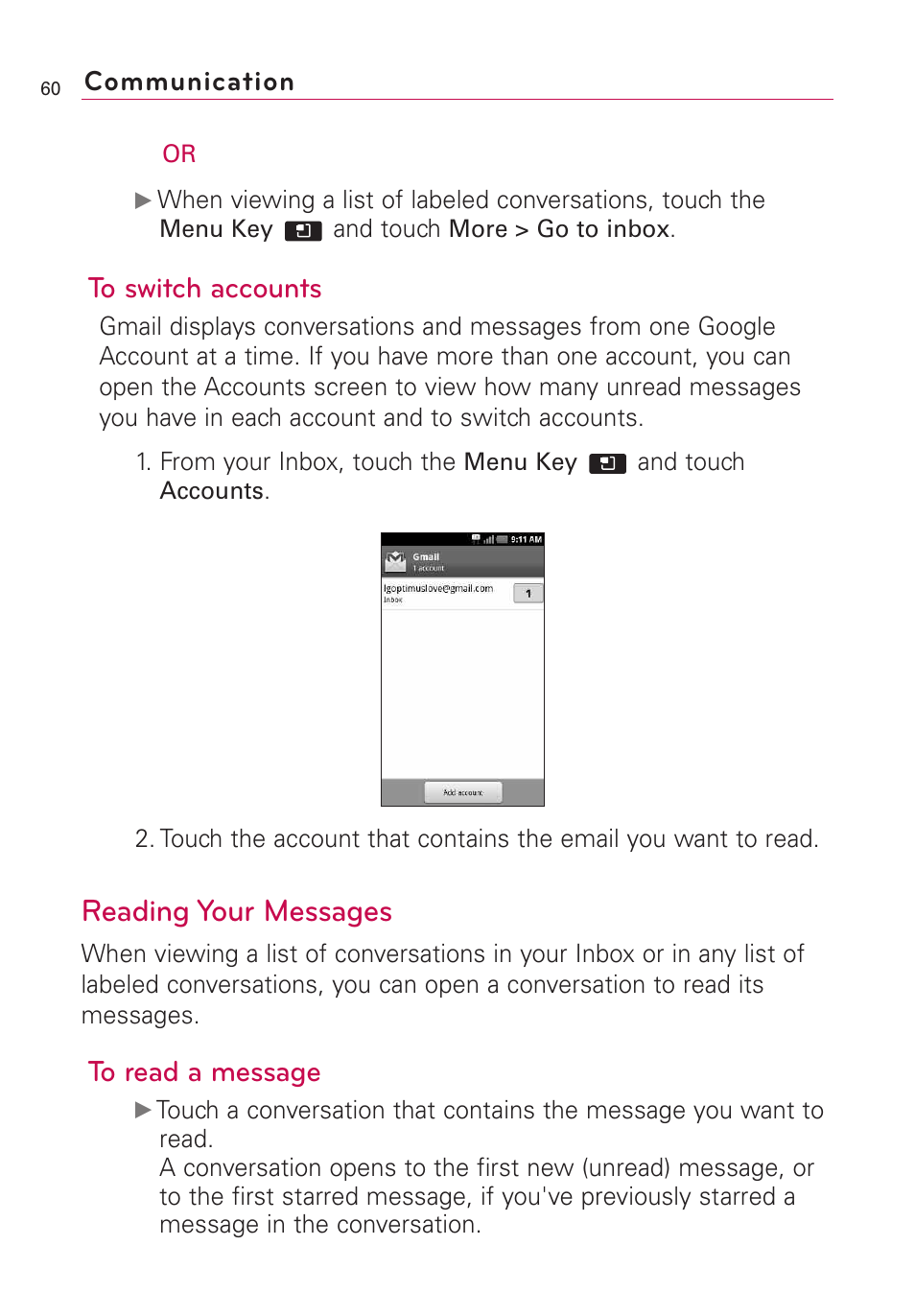 Reading your messages | LG AS855 User Manual | Page 62 / 307