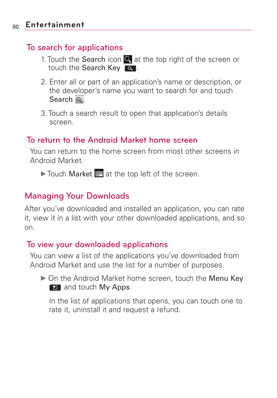 Managing your downloads | LG AS855 User Manual | Page 82 / 307