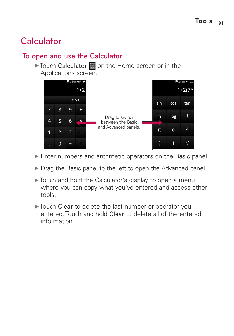 Calculator, Tools | LG AS855 User Manual | Page 93 / 307