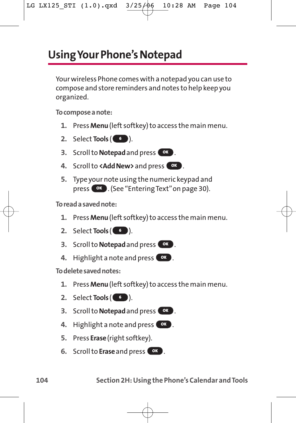 LG LX125 User Manual | Page 112 / 185