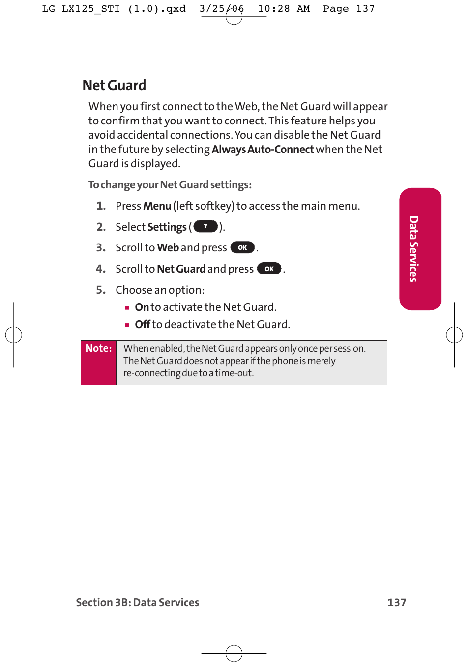 Net guard | LG LX125 User Manual | Page 145 / 185