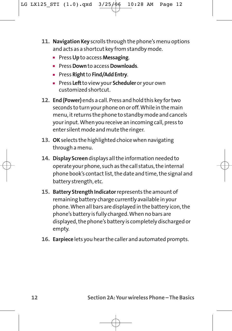 LG LX125 User Manual | Page 20 / 185