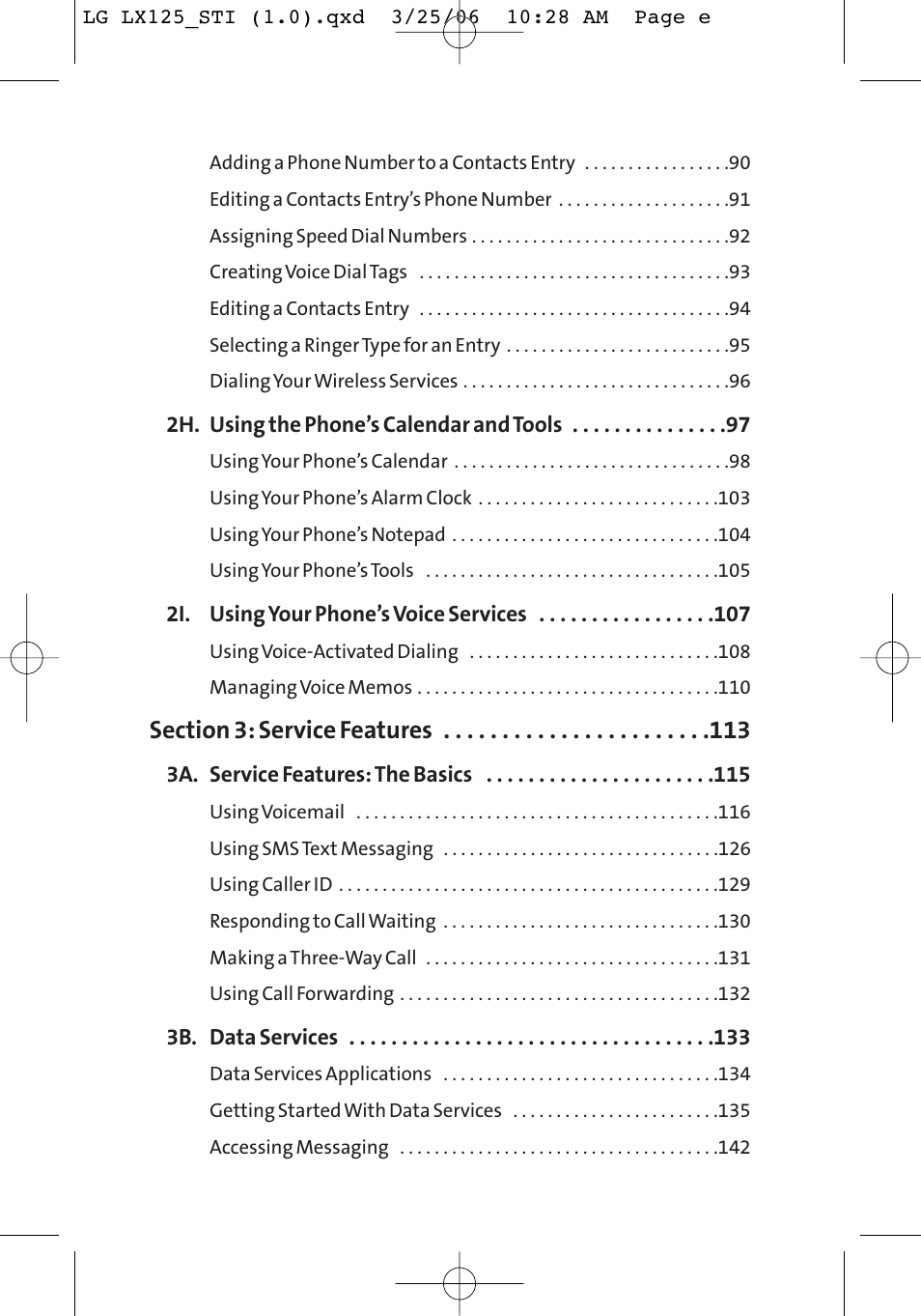 LG LX125 User Manual | Page 5 / 185