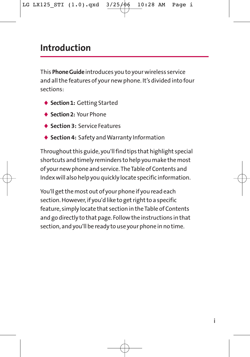 Introduction | LG LX125 User Manual | Page 7 / 185