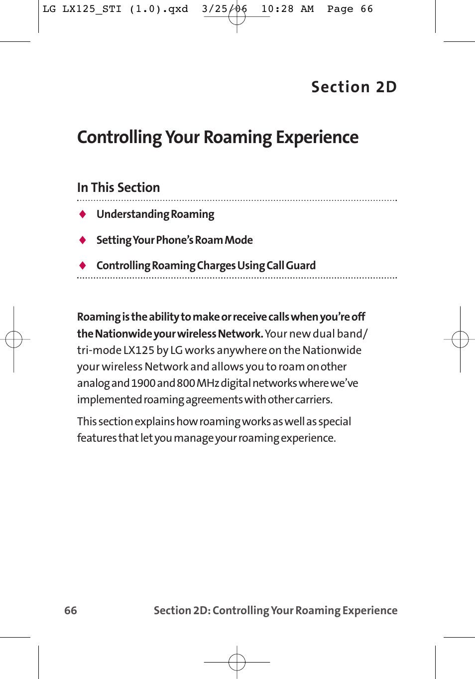 Controlling your roaming experience | LG LX125 User Manual | Page 74 / 185