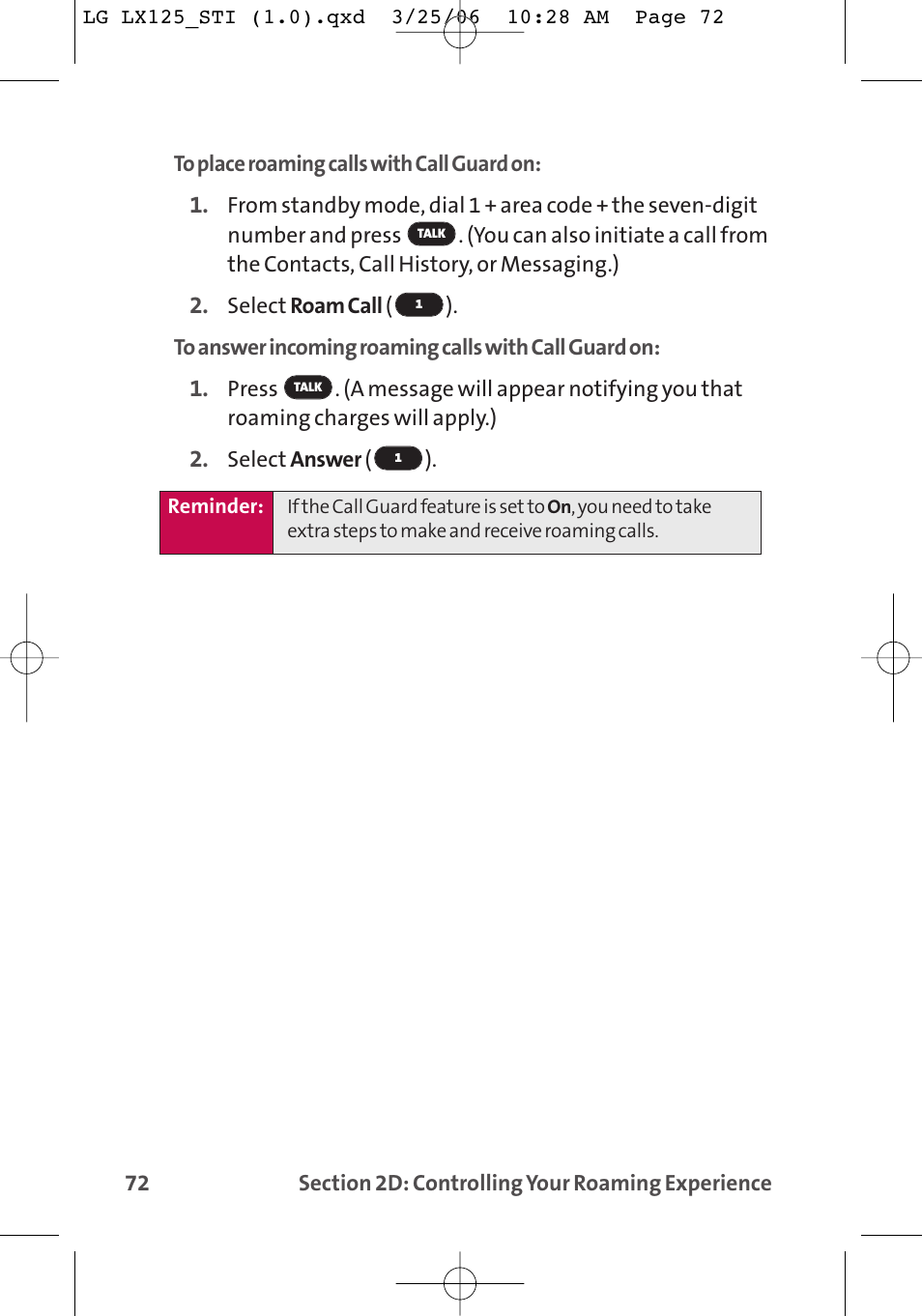LG LX125 User Manual | Page 80 / 185