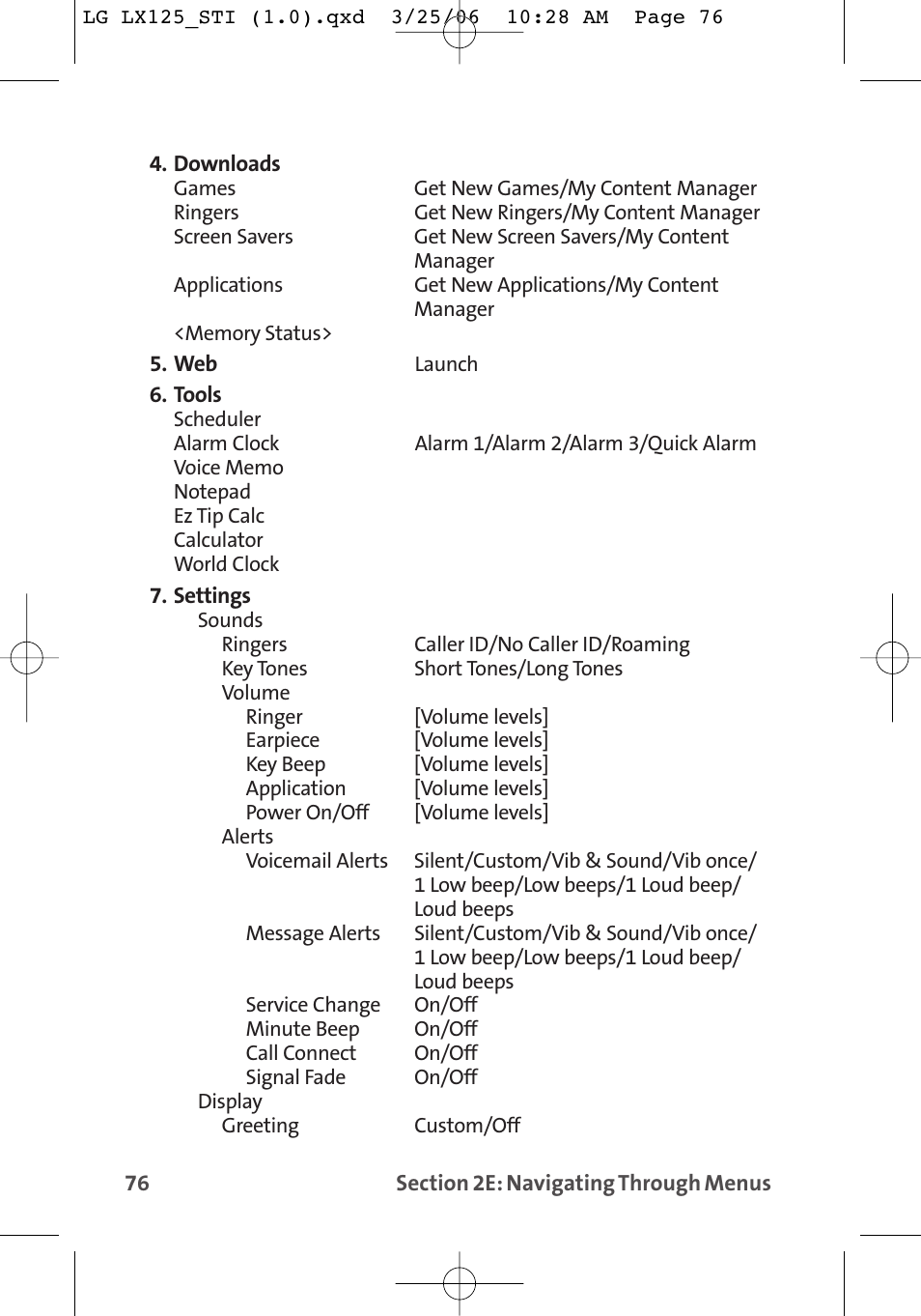 LG LX125 User Manual | Page 84 / 185