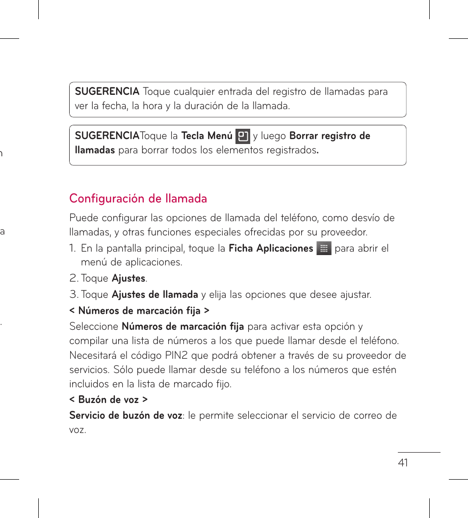 Configuración de llamada | LG LGL95G User Manual | Page 135 / 202