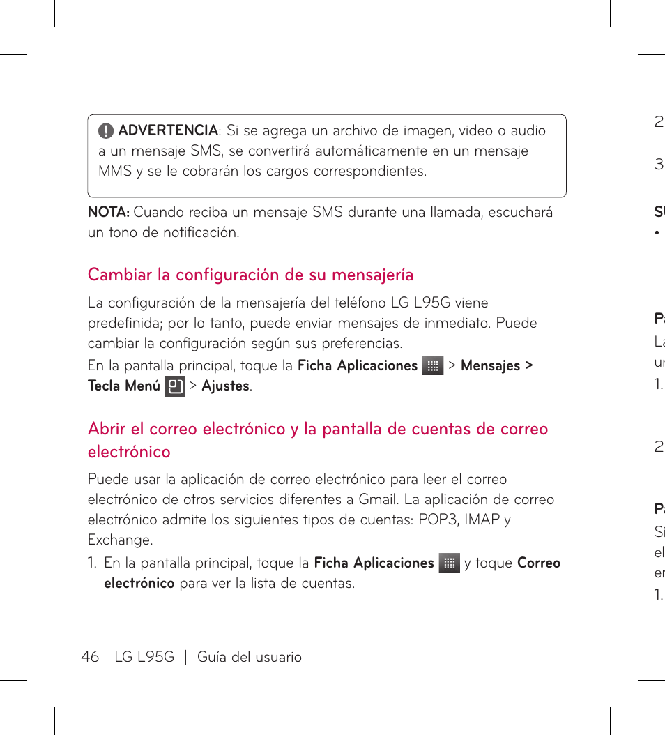 Cambiar la configuración de su mensajería | LG LGL95G User Manual | Page 140 / 202