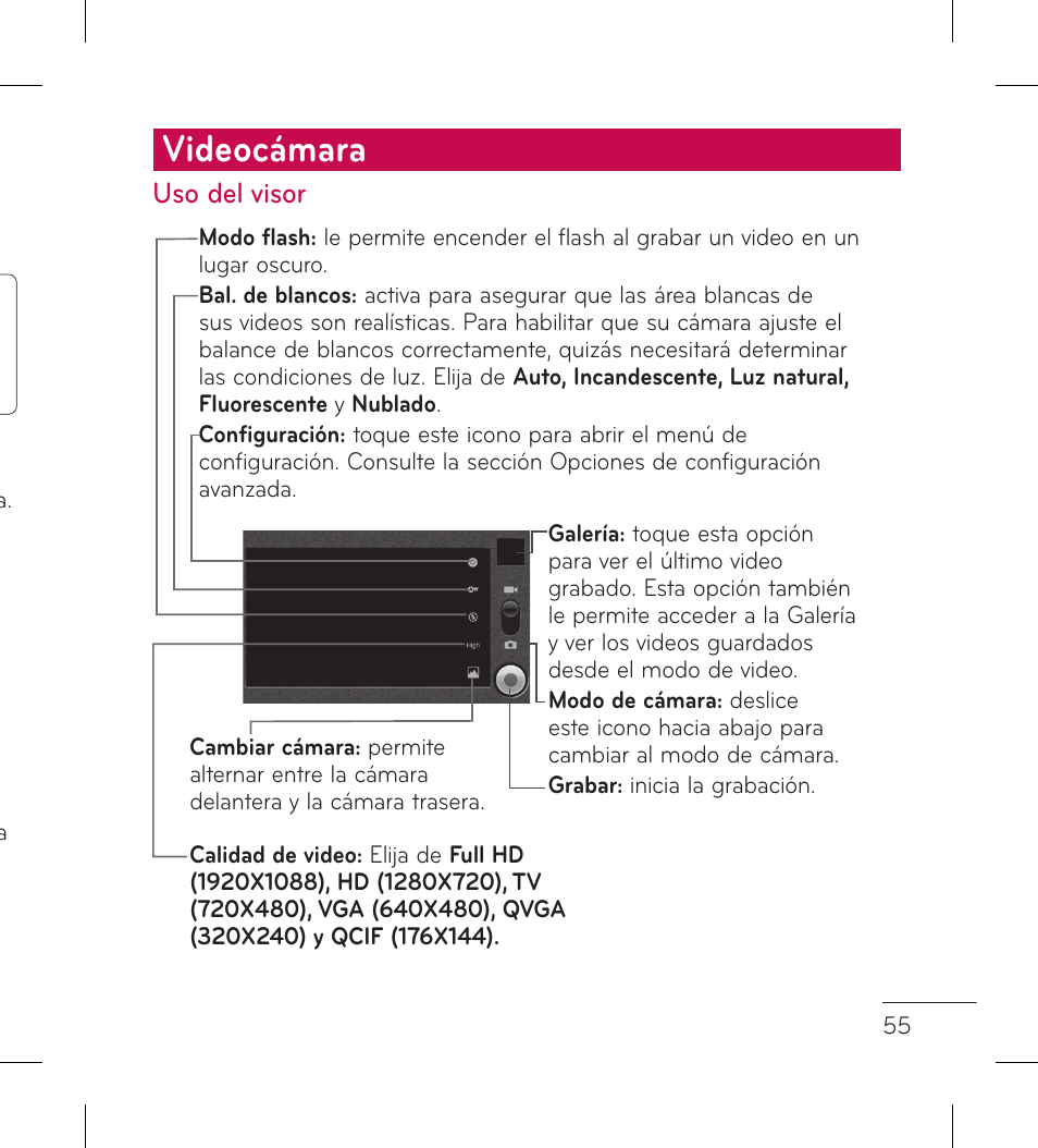 Videocámara | LG LGL95G User Manual | Page 149 / 202