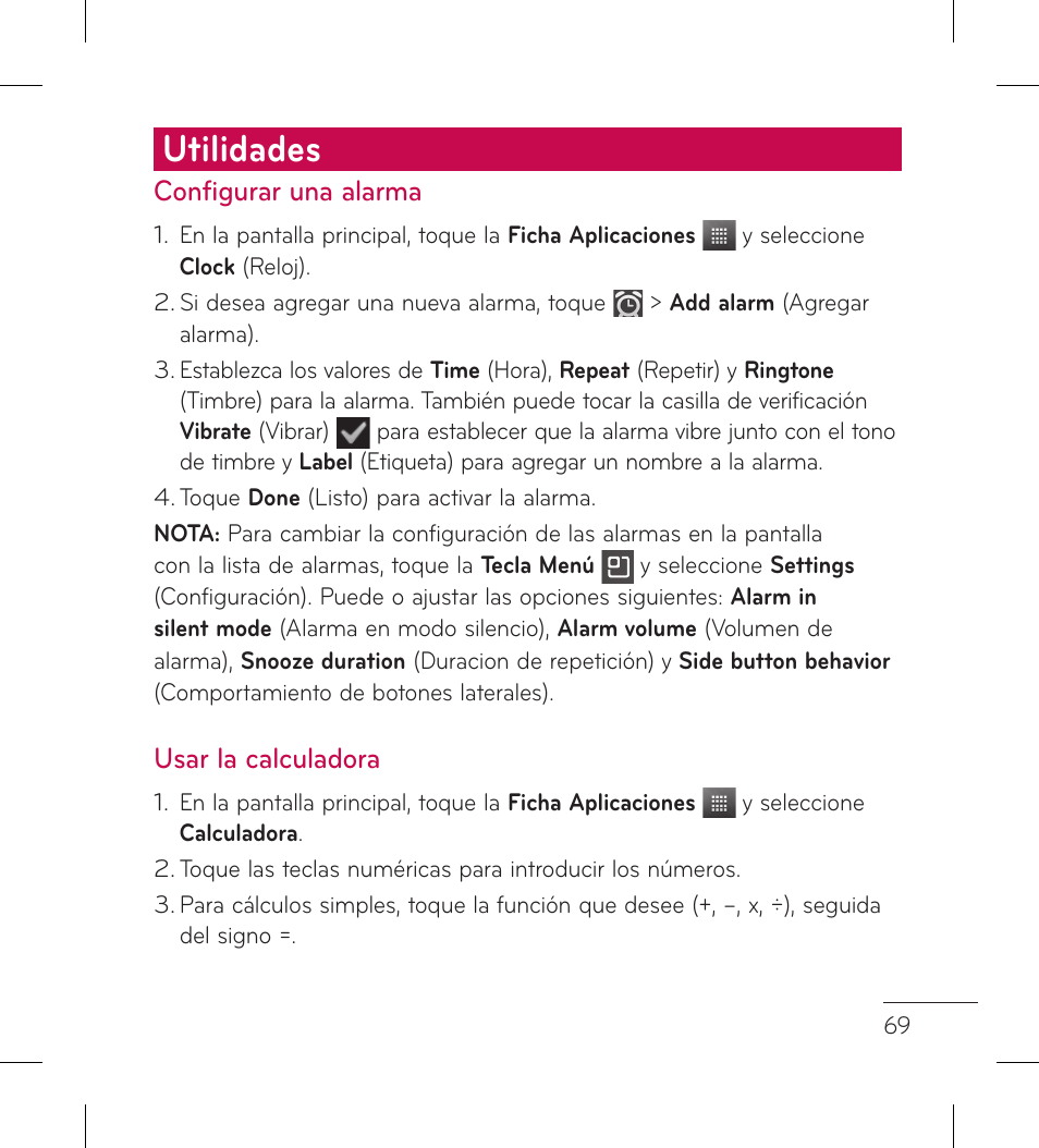 Utilidades | LG LGL95G User Manual | Page 163 / 202