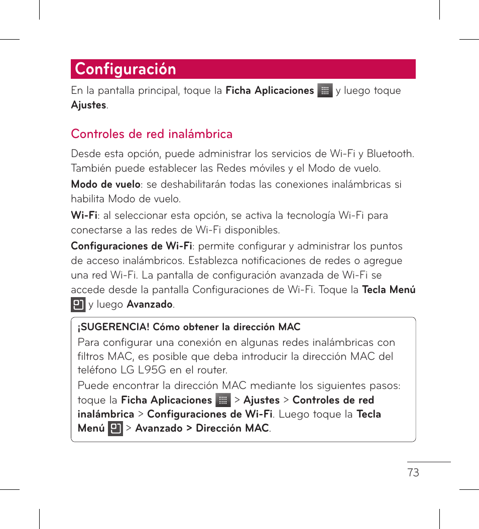 Conﬁ guración | LG LGL95G User Manual | Page 167 / 202