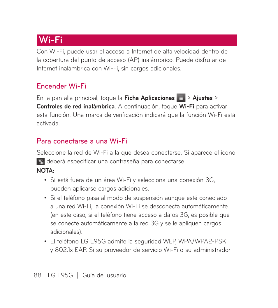 Wi-fi | LG LGL95G User Manual | Page 182 / 202