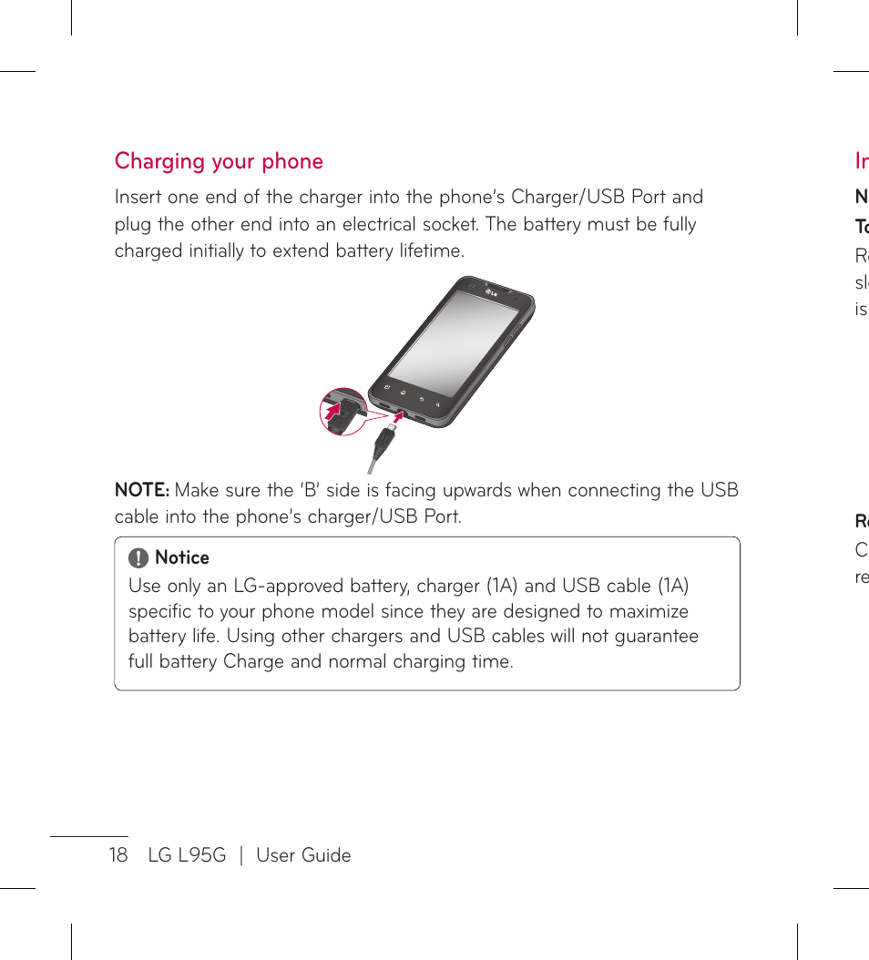 Charging your phone | LG LGL95G User Manual | Page 20 / 202